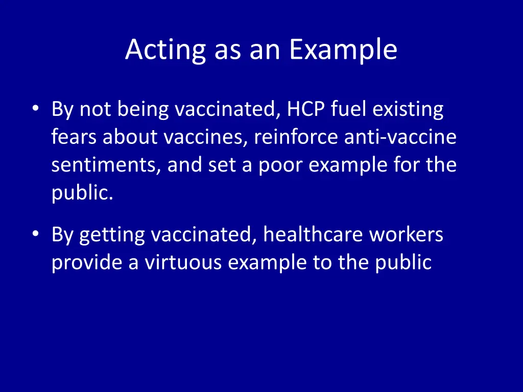 acting as an example