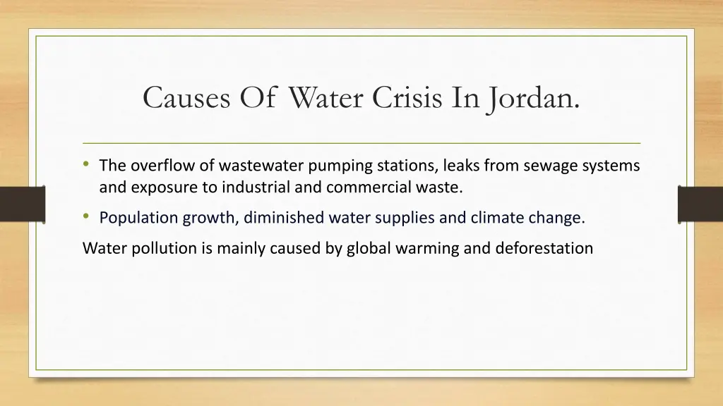 causes of water crisis in jordan