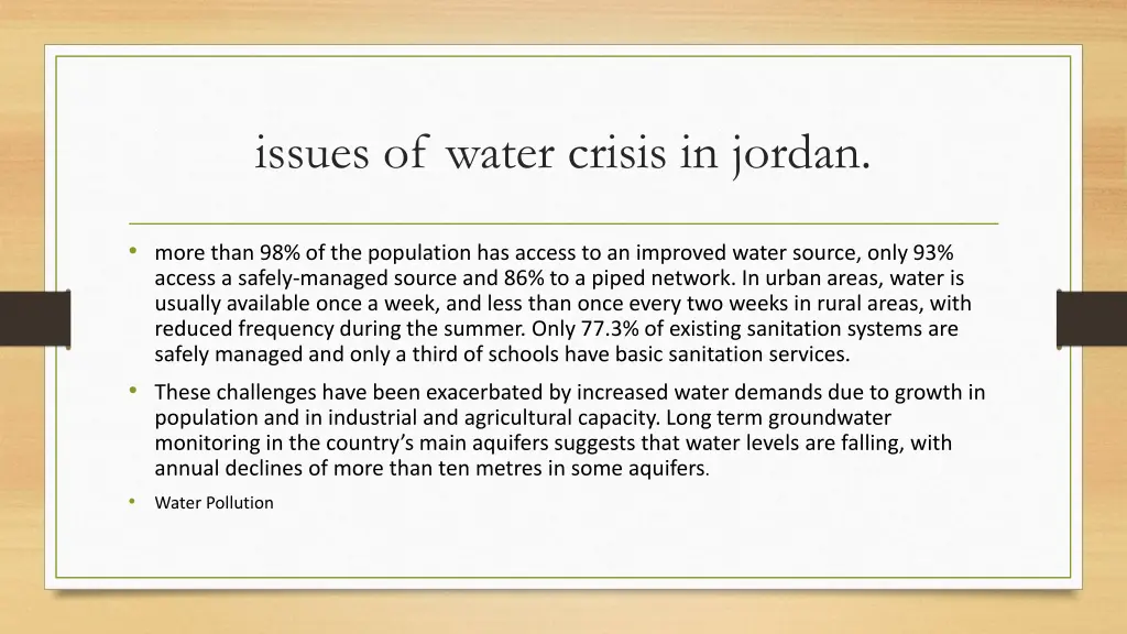 issues of water crisis in jordan