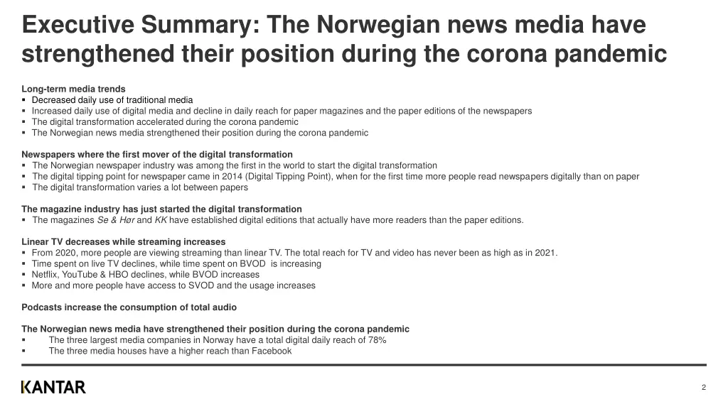 executive summary the norwegian news media have