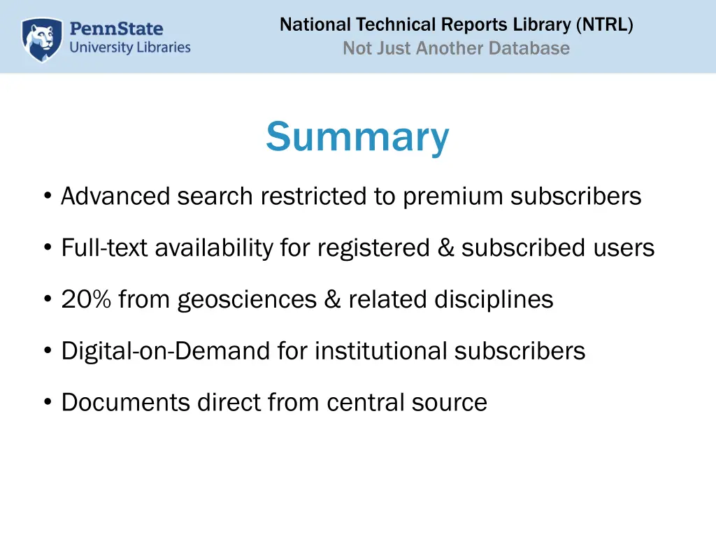 national technical reports library ntrl not just 10