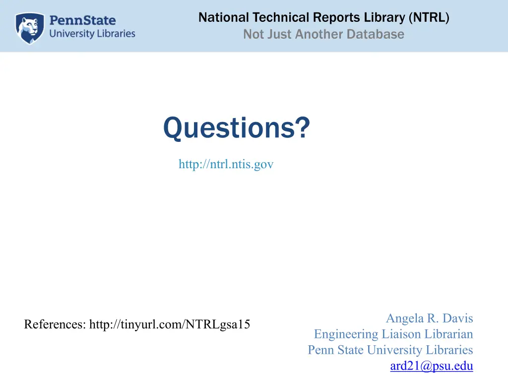 national technical reports library ntrl not just 11