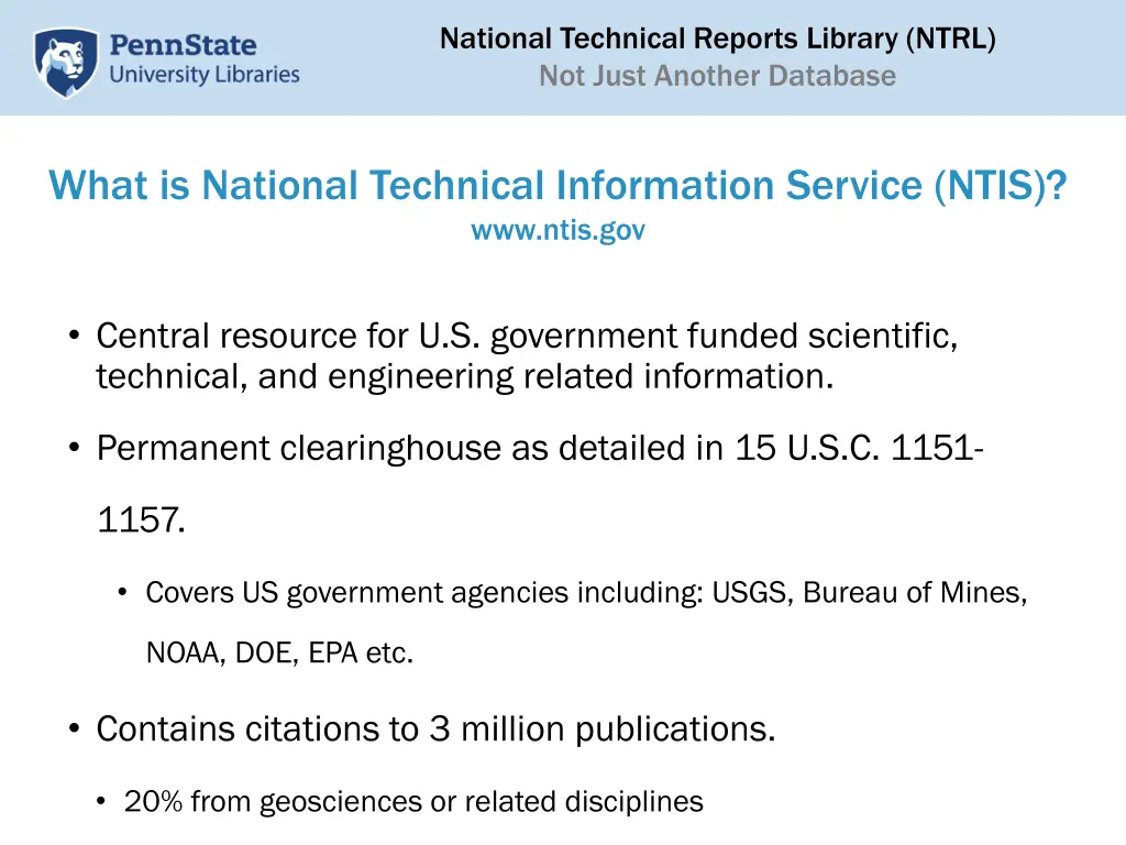 national technical reports library ntrl not just 2