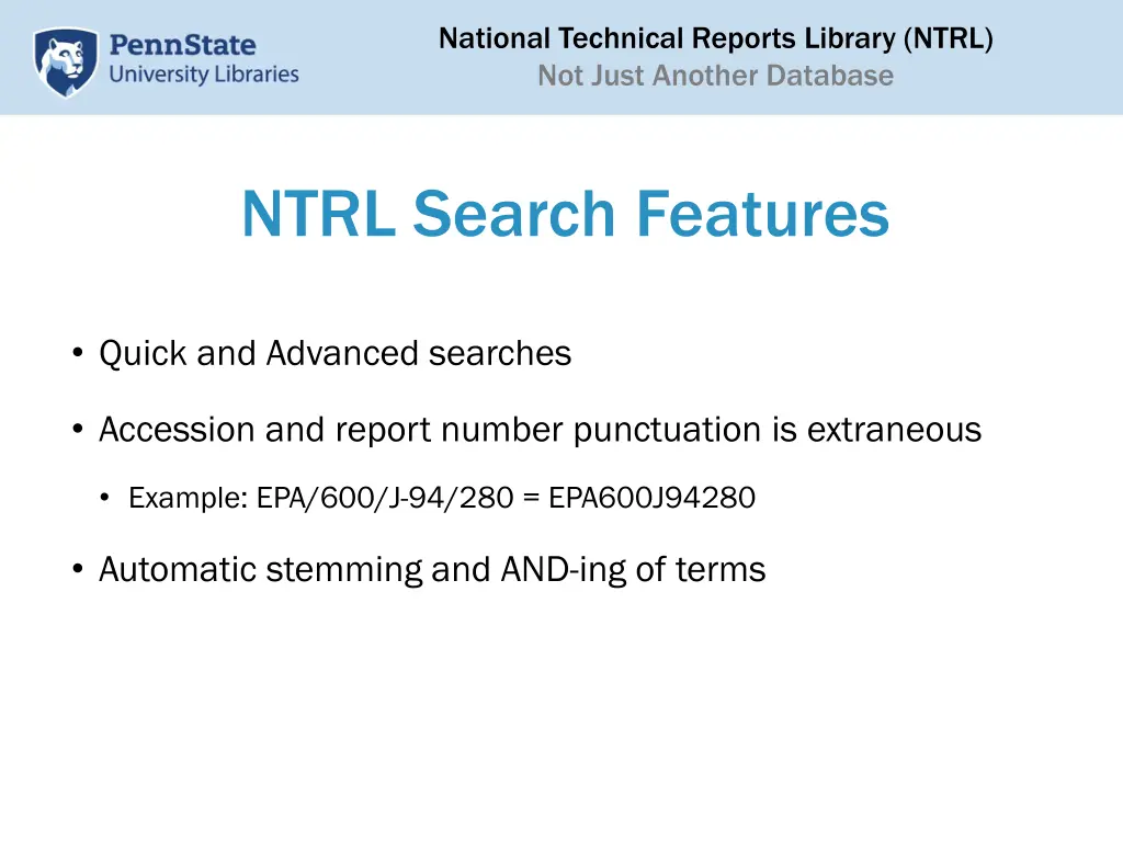 national technical reports library ntrl not just 6