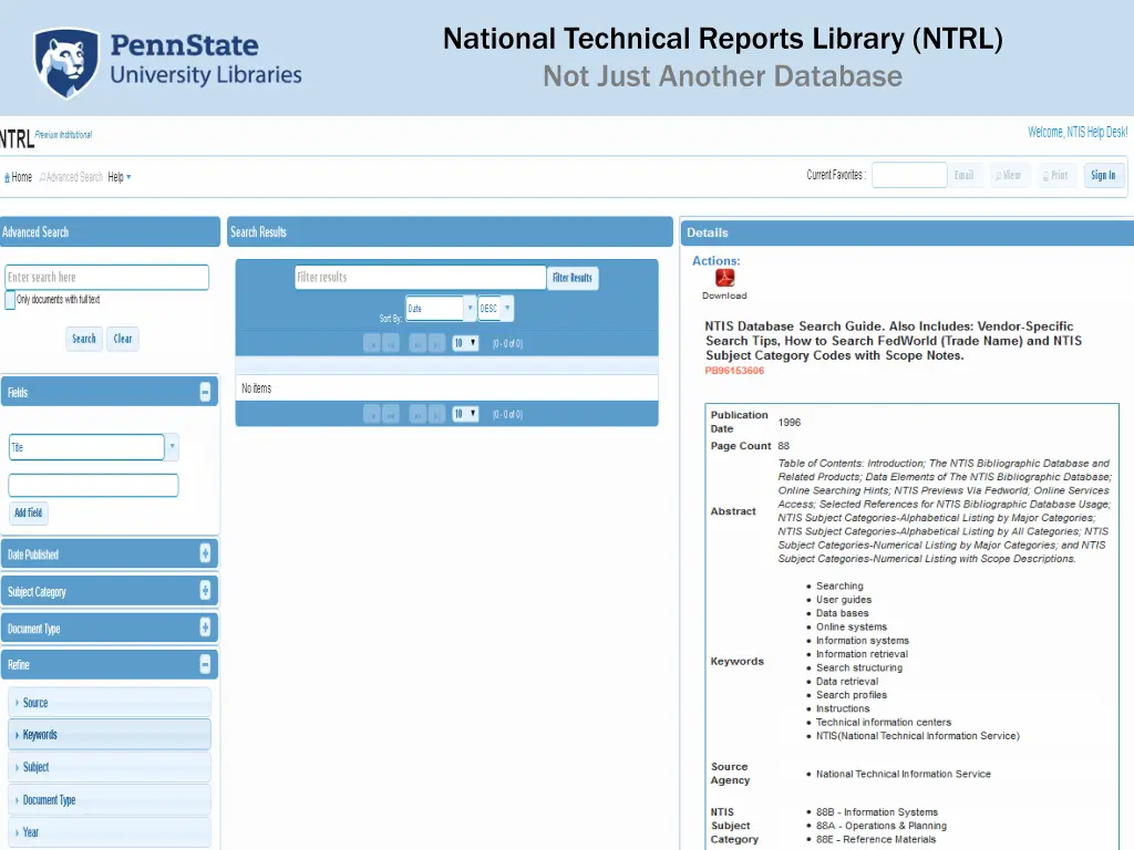 national technical reports library ntrl not just 7