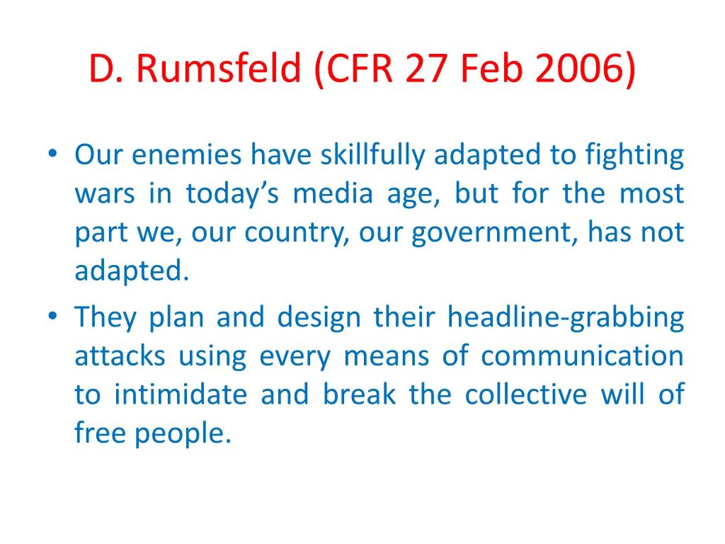 d rumsfeld cfr 27 feb 2006