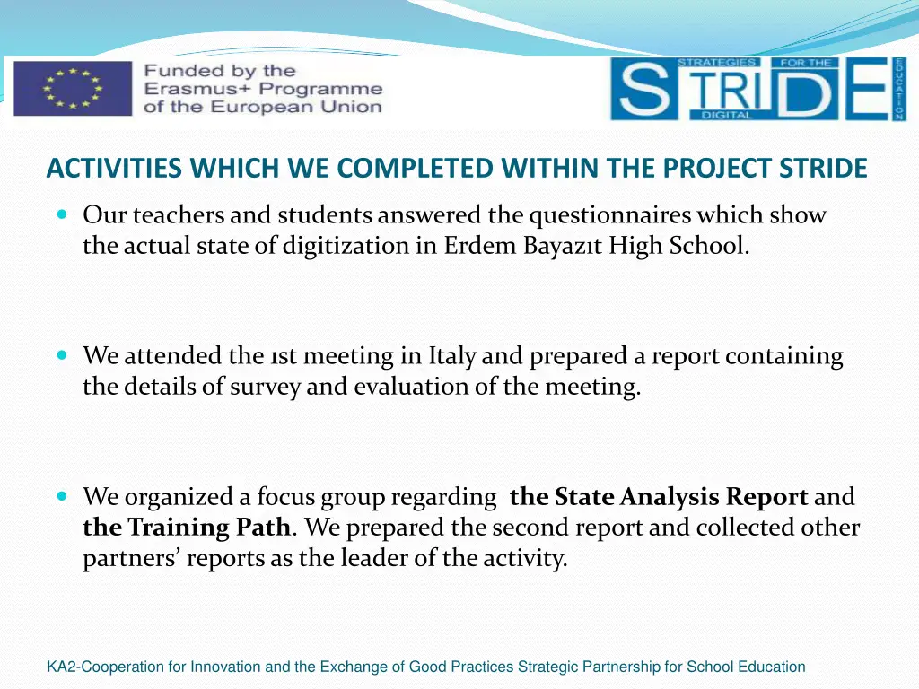 activities which we completed within the project