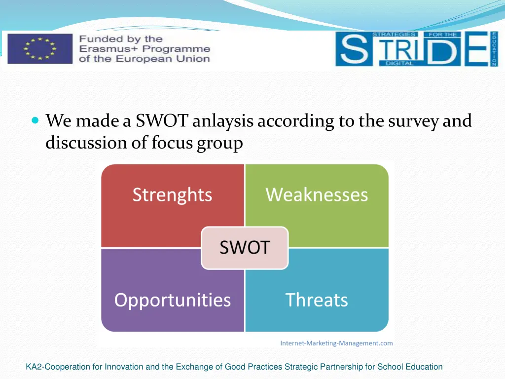 we made a swot anlaysis according to the survey