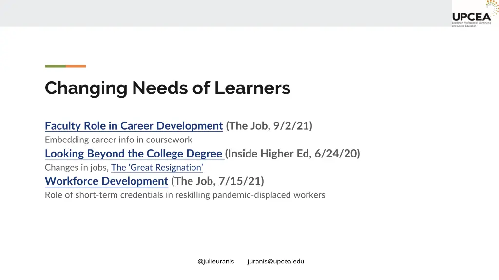 changing needs of learners