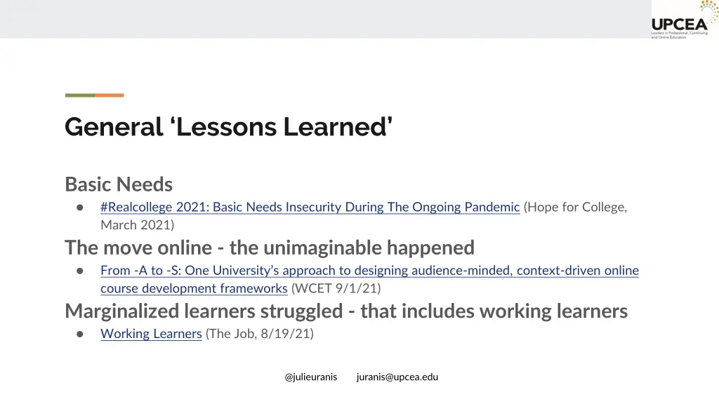 general lessons learned