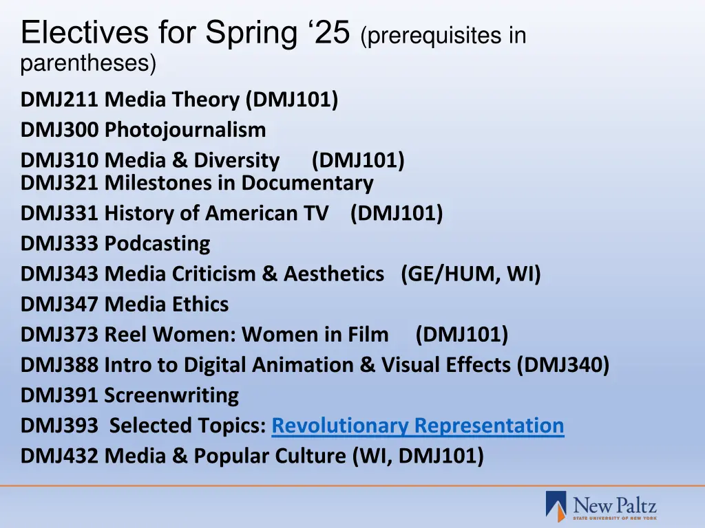 electives for spring 25 prerequisites