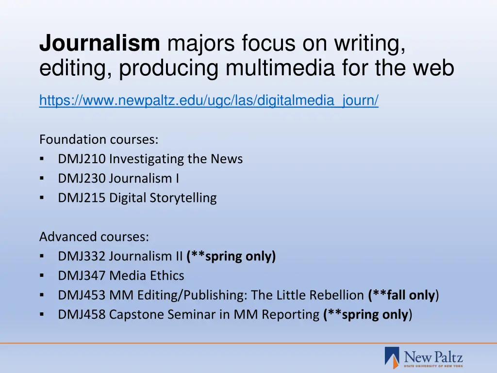 journalism majors focus on writing editing