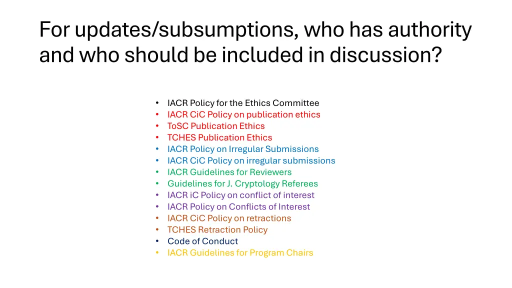 for updates subsumptions who has authority