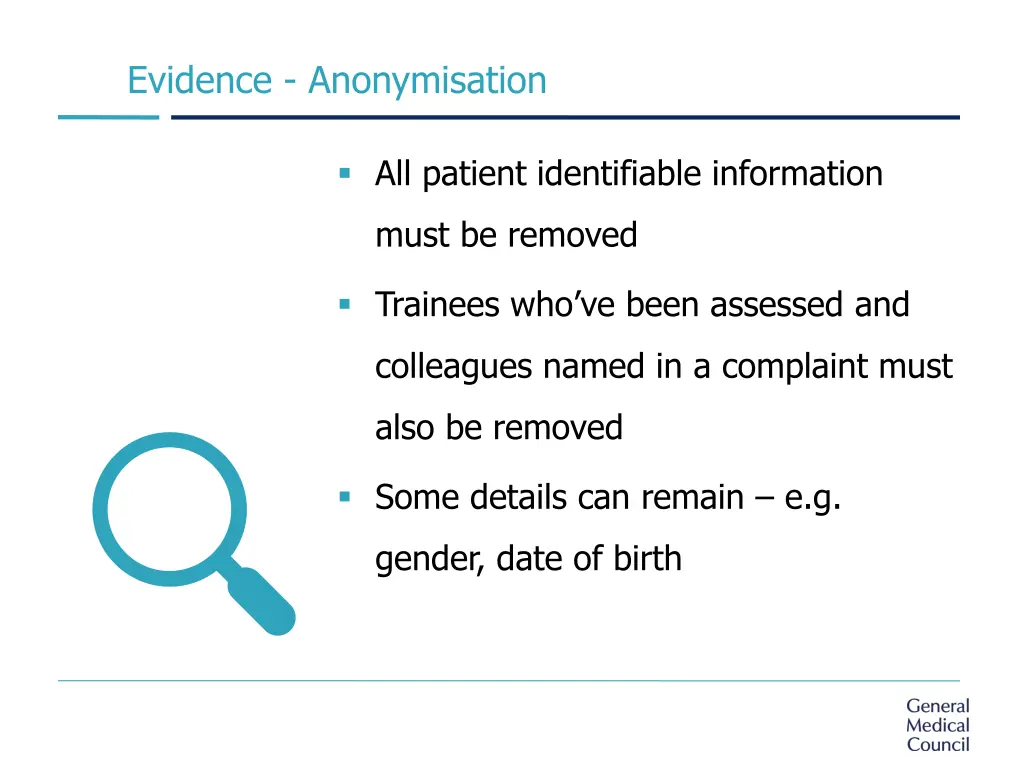 evidence anonymisation