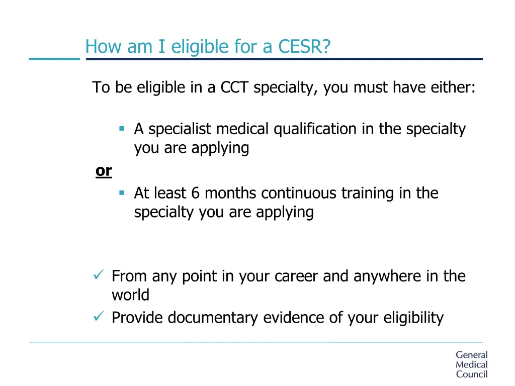 how am i eligible for a cesr