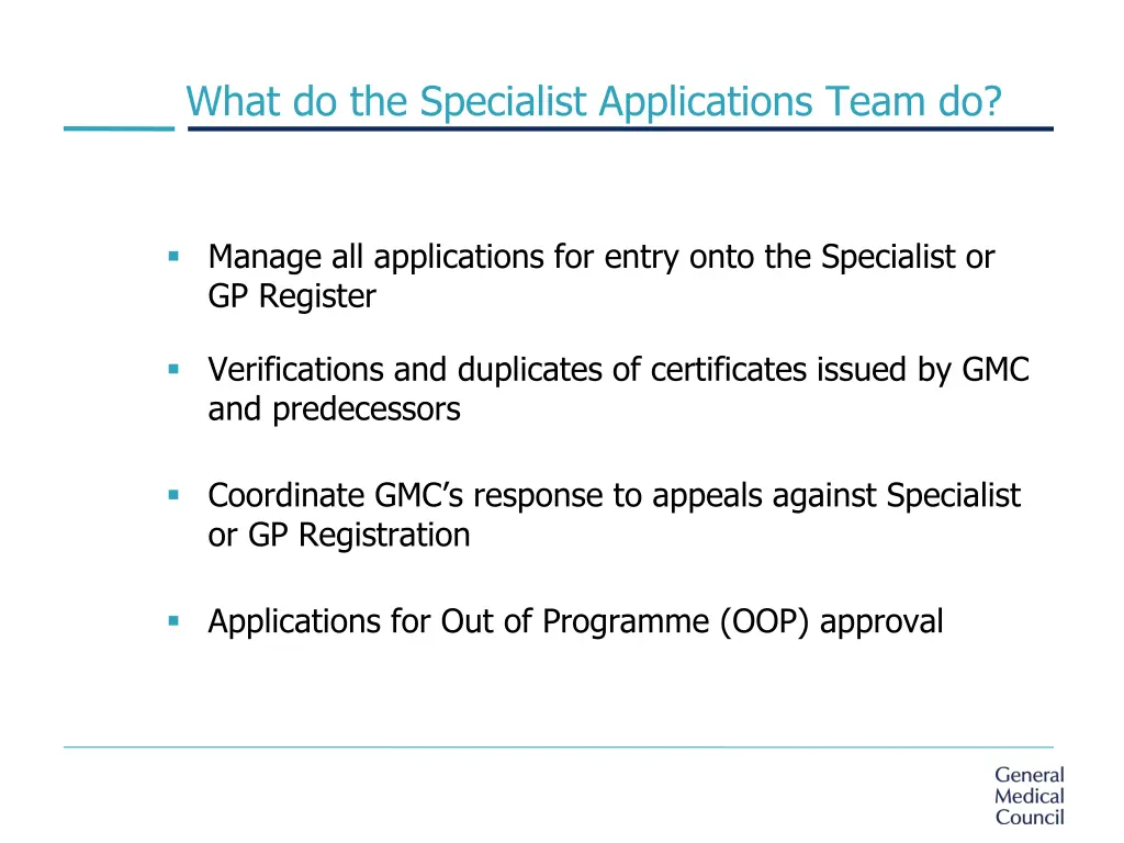 what do the specialist applications team do