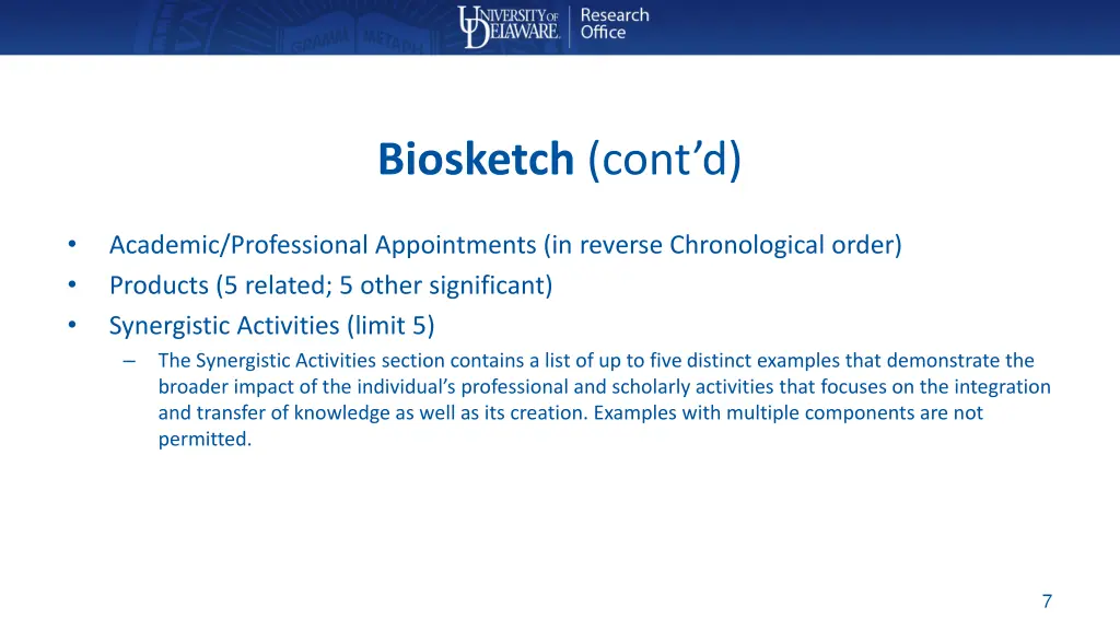 biosketch cont d