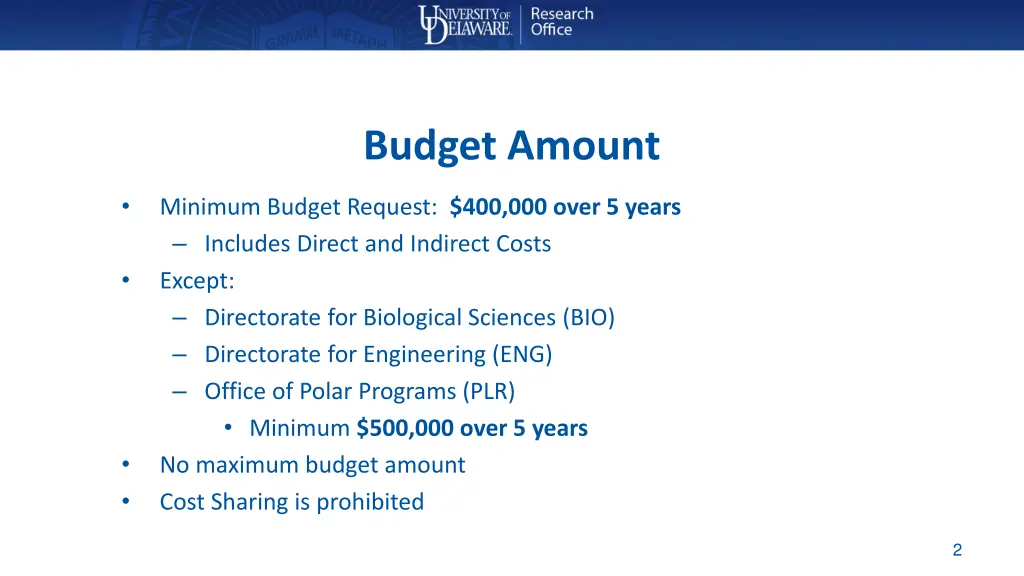 budget amount
