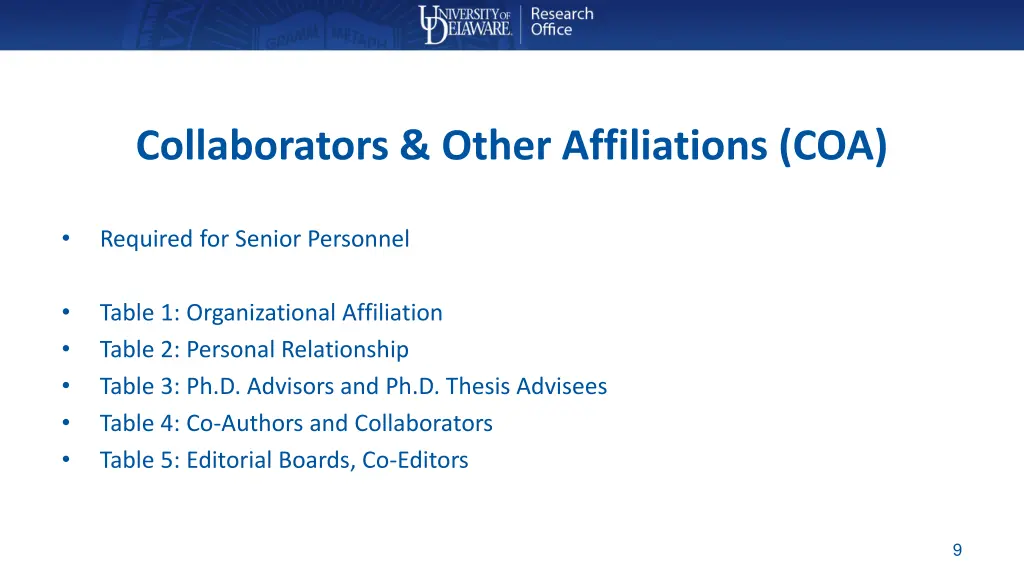 collaborators other affiliations coa