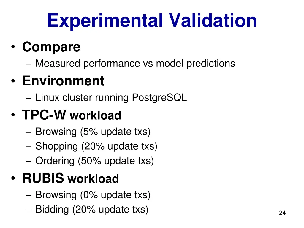 experimental validation