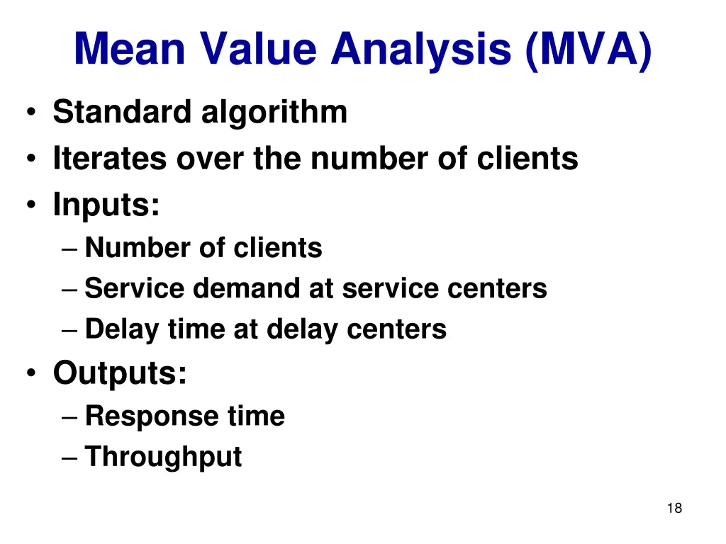 mean value analysis mva