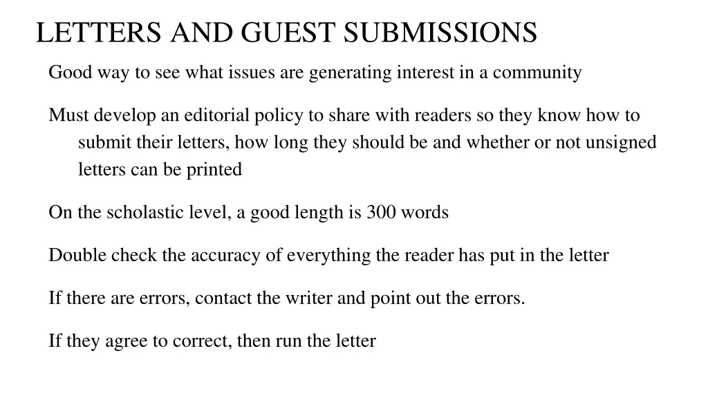 letters and guest submissions