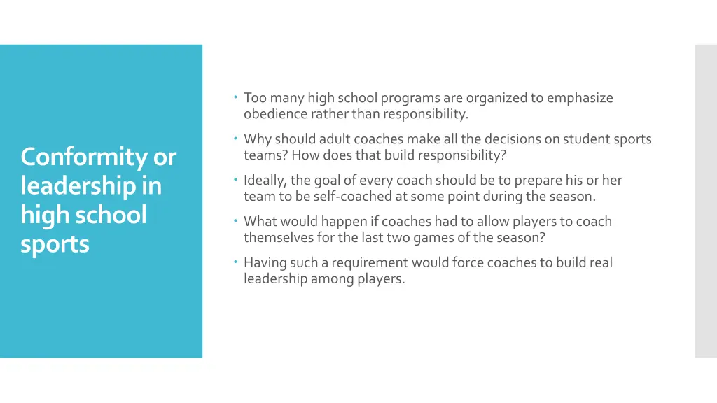 too many high school programs are organized