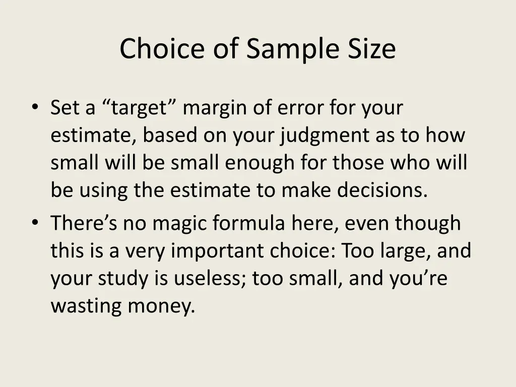 choice of sample size