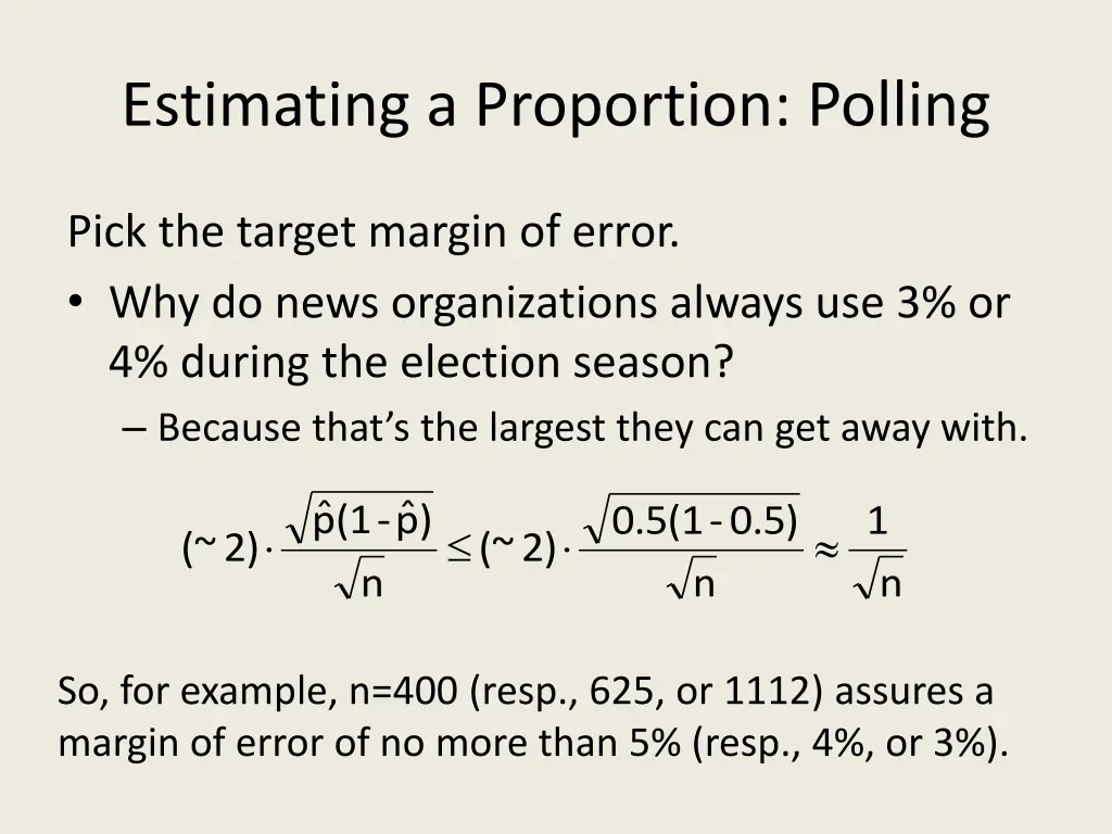 estimating a proportion polling