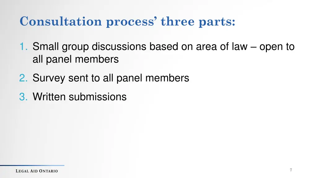consultation process three parts