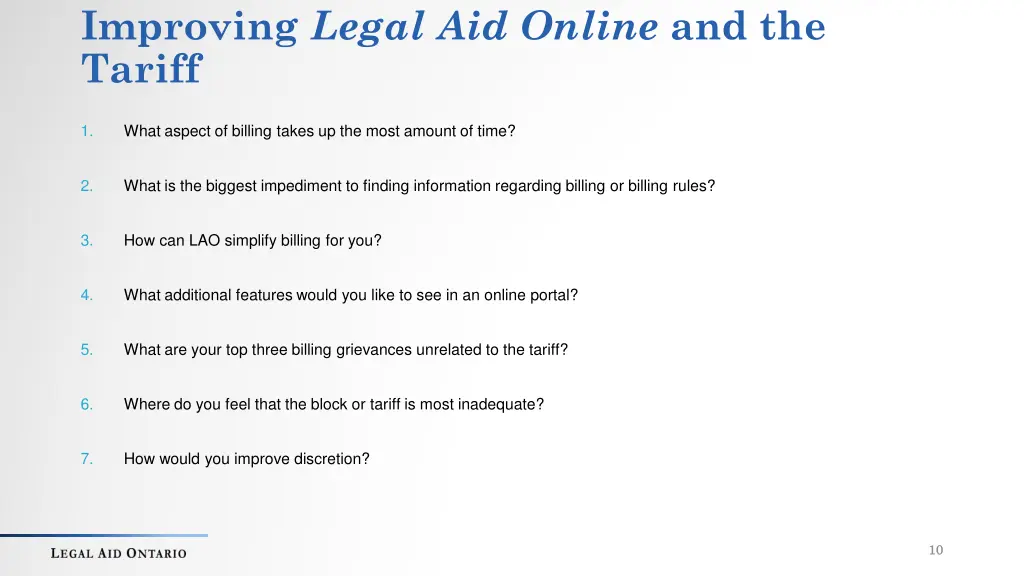 improving legal aid online and the tariff