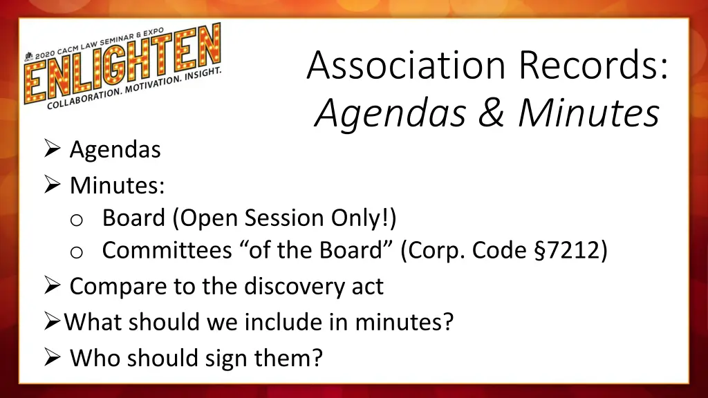 association records agendas minutes