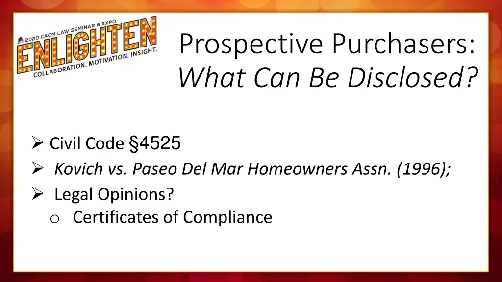 prospective purchasers what can be disclosed