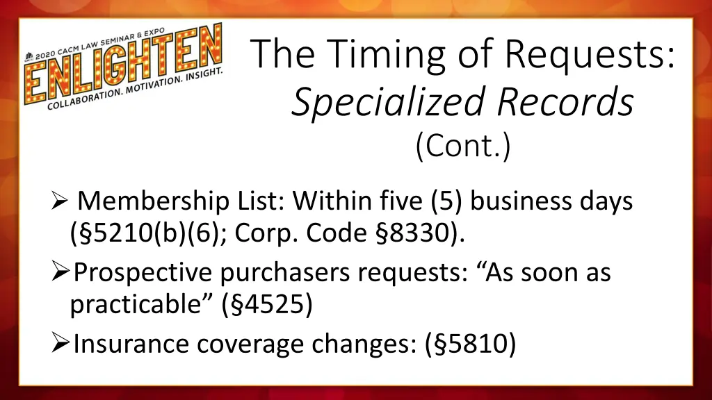 the timing of requests specialized records cont