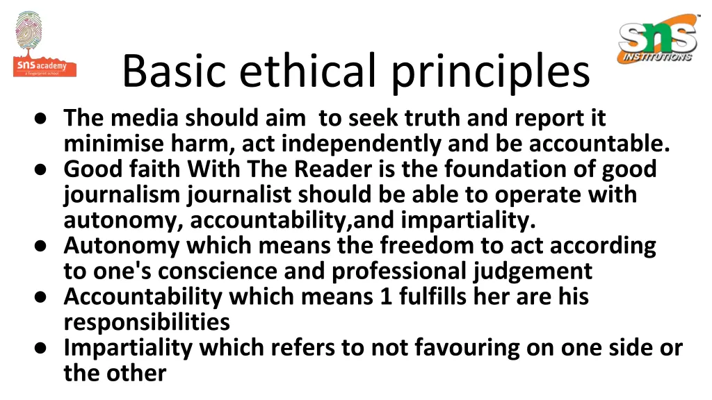 basic ethical principles the media should