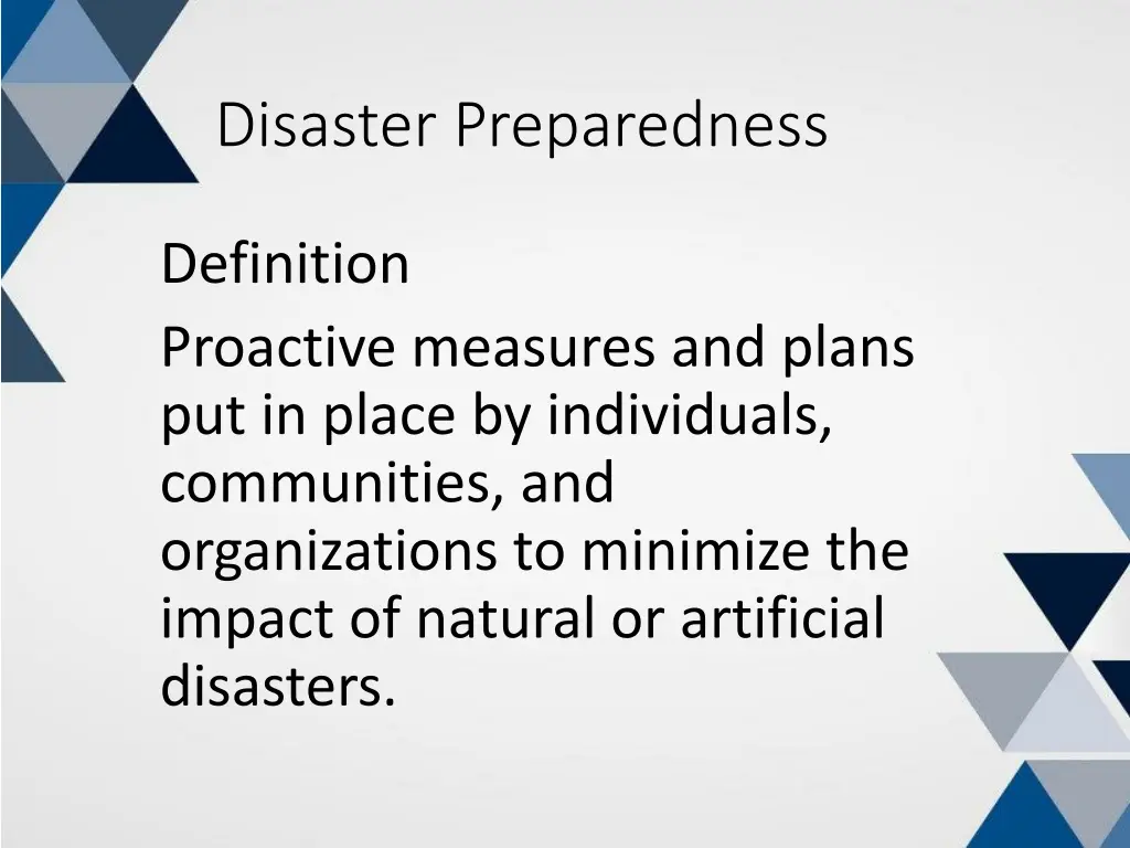 disaster preparedness