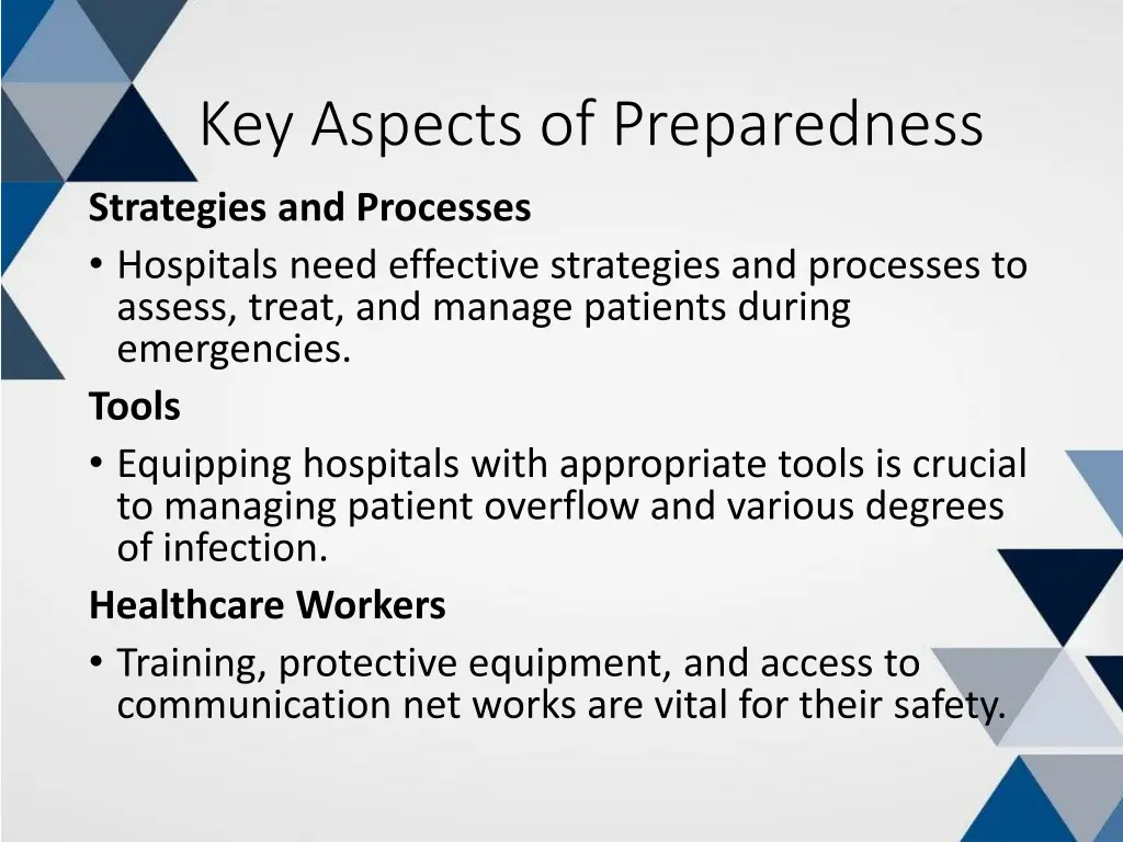 key aspects of preparedness