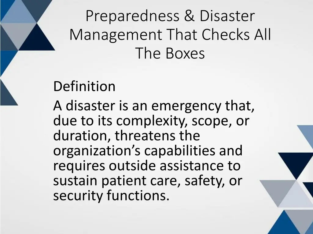 preparedness disaster management that checks