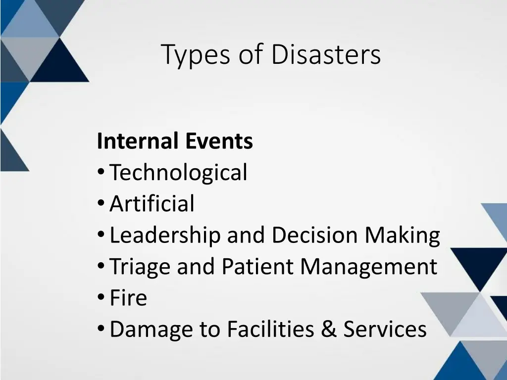types of disasters