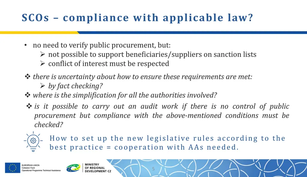 scos compliance with applicable law