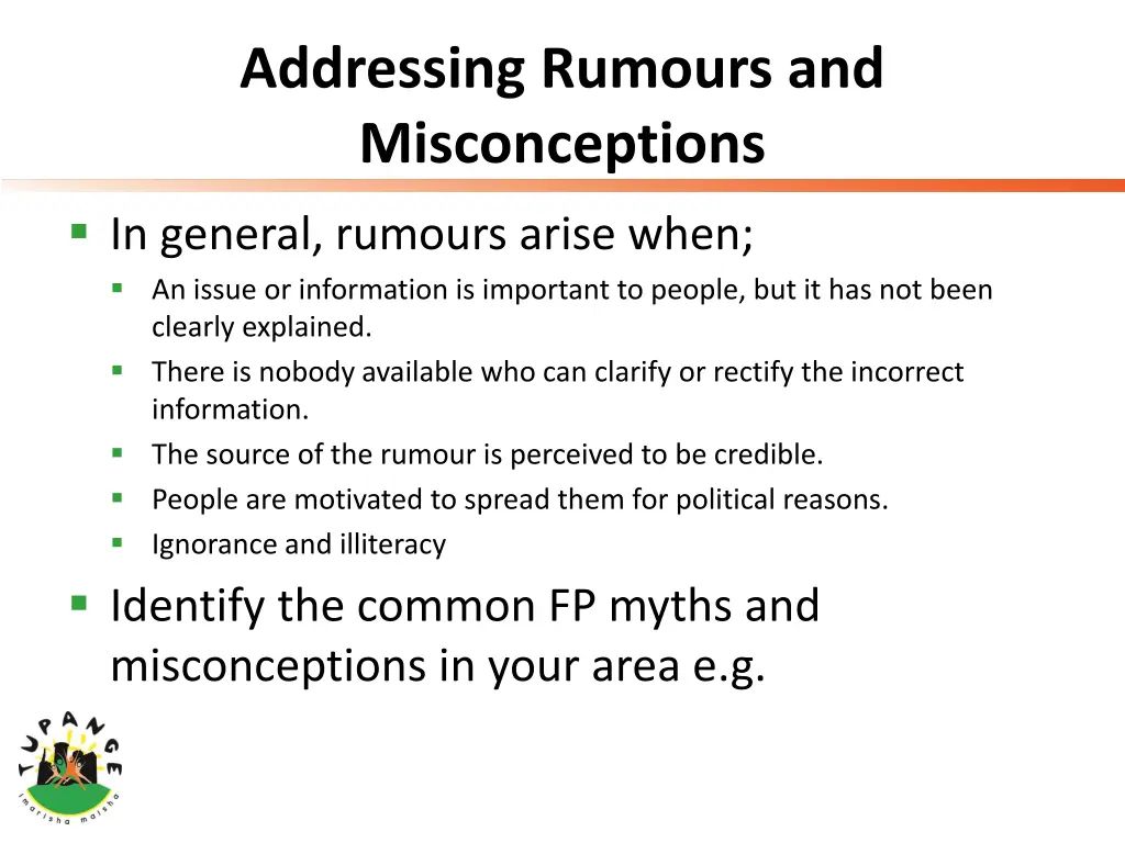 addressing rumours and misconceptions 1