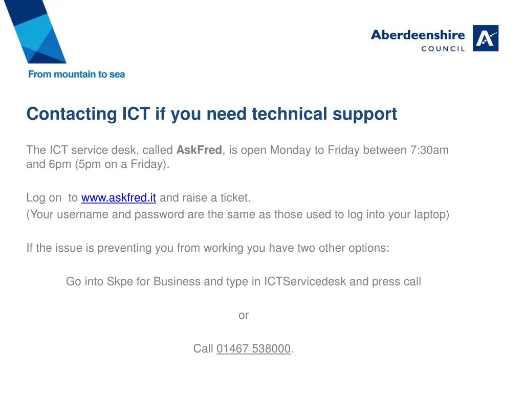 contacting ict if you need technical support