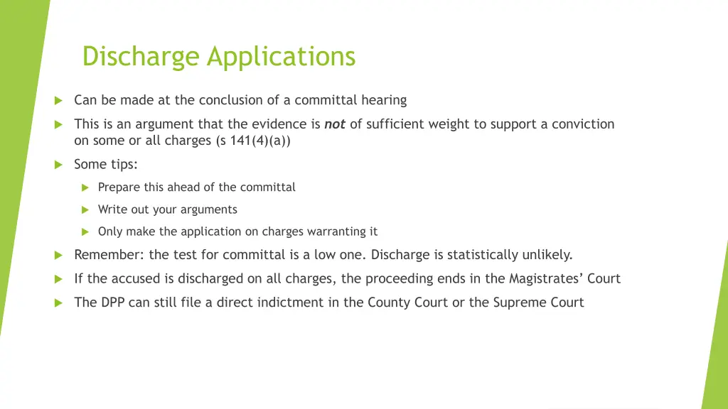 discharge applications