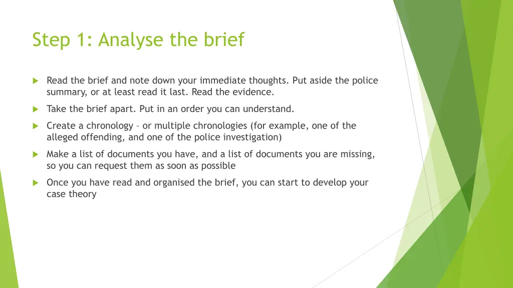 step 1 analyse the brief