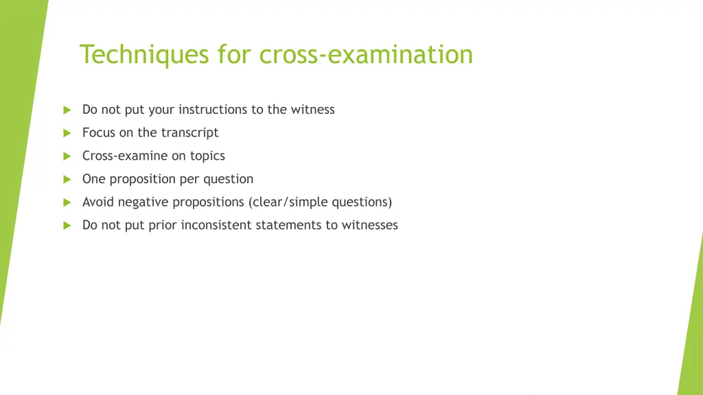 techniques for cross examination