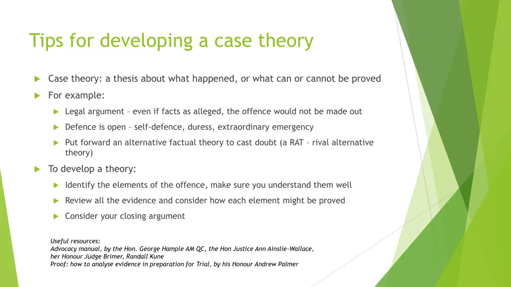 tips for developing a case theory