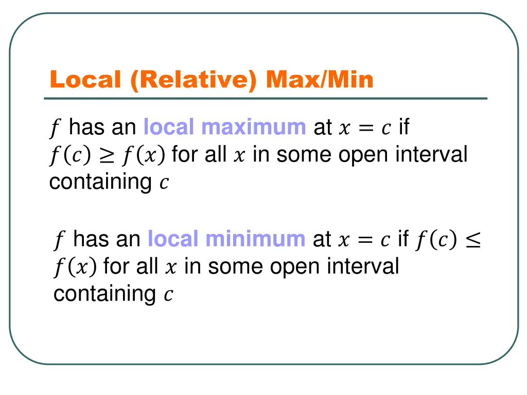 local relative max min
