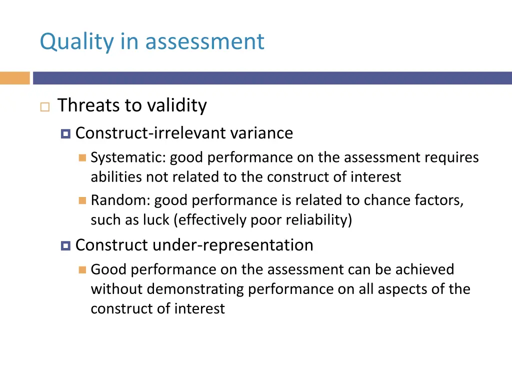 quality in assessment