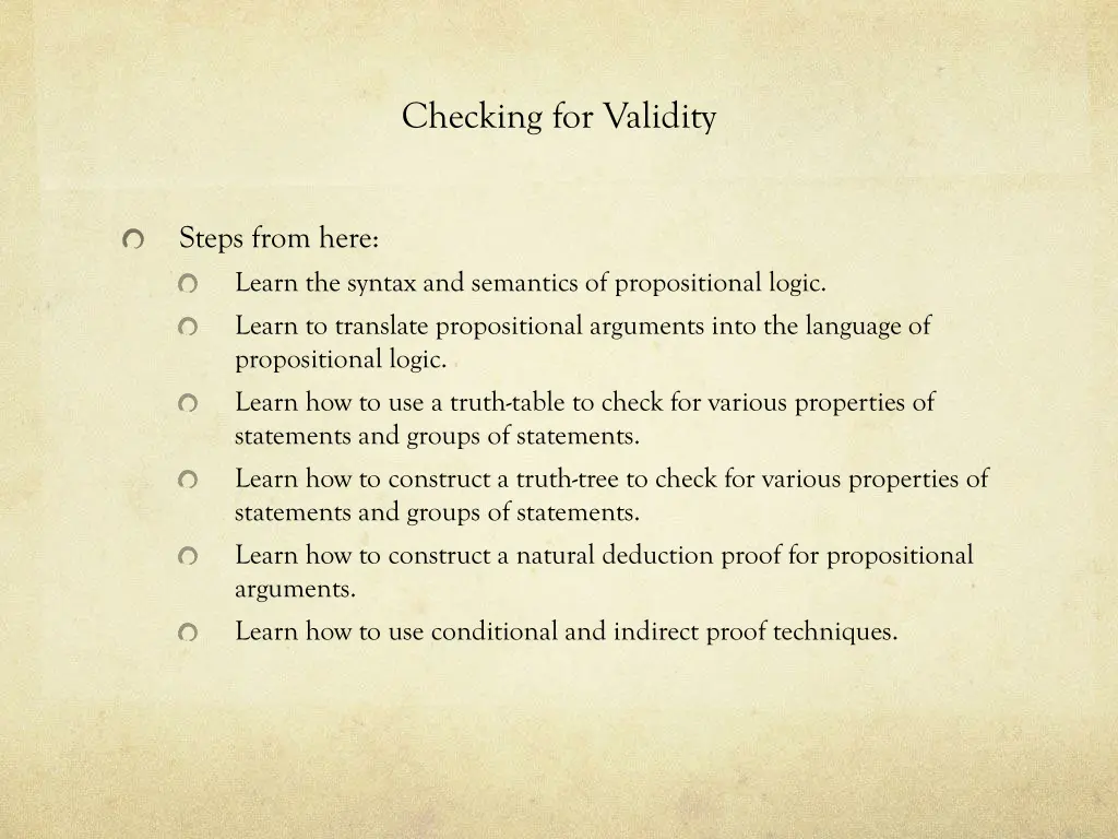 checking for validity