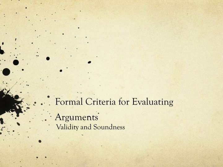 formal criteria for evaluating arguments validity